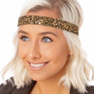 Hipsy Diva Adjustable & No Slip Wide Bling Glitter Hair Headband